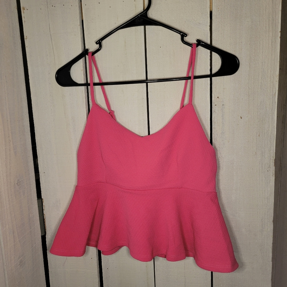 Forever 21, S, Pink Peplum Cropped Cami Top